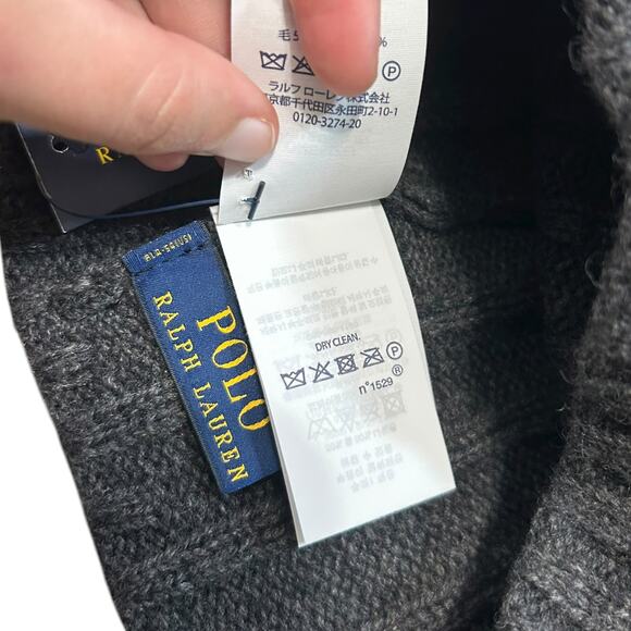 Polo Ralph Lauren Signature Wool Beanie NWT Men's OS Charcoal Gray Classic - Picture 7 of 7